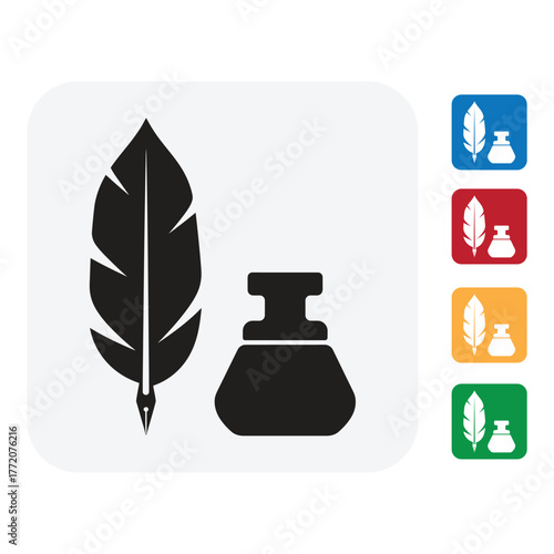 Inspiring quill pen and inkwell for elegant writing and creative design, invoking a sense of classic style and artistic expression for sophisticated projects