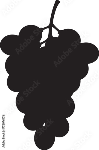 Black silhouette of a bunch of grapes on a stem fruit food