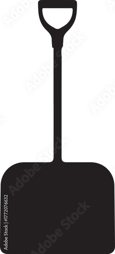 Black silhouette of a shovel with a D shaped handle tool