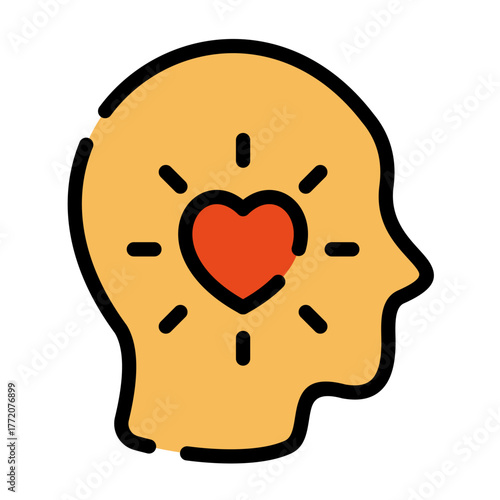 Mental health filled line colored icon. Depicts a healthy state of mind.