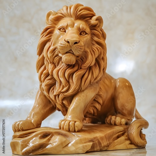 Majestic lion sculpture artwork symbolizing strength, protection, and courage