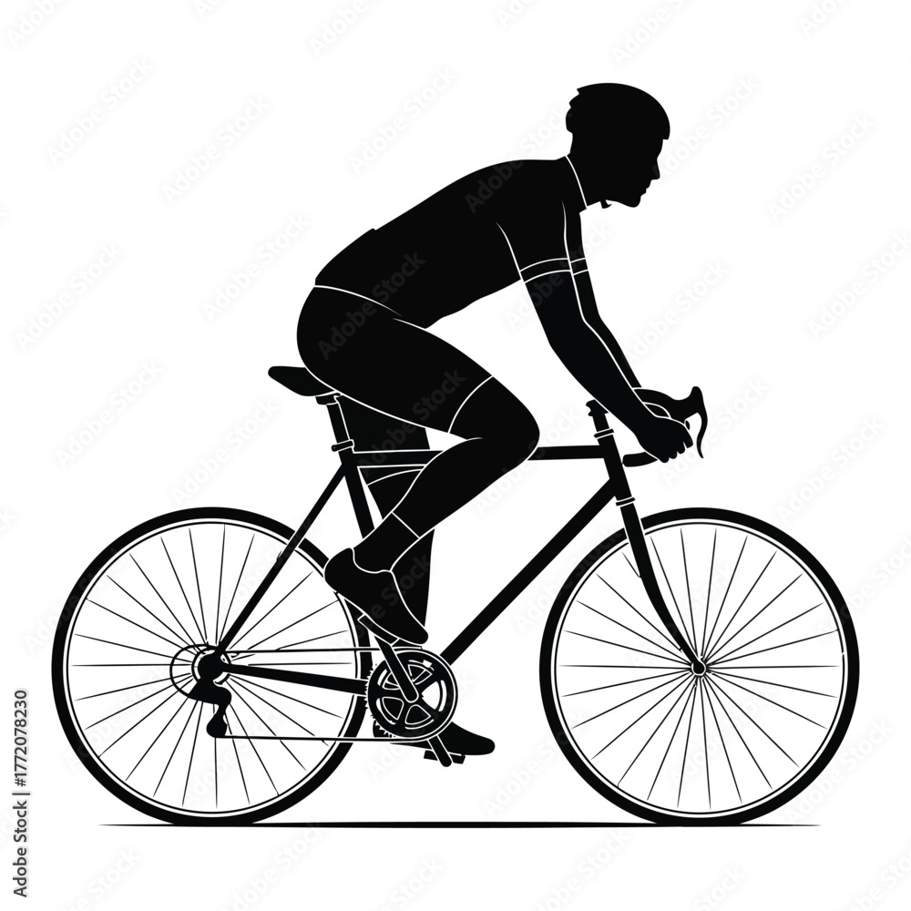 Obraz premium Silhouette of a male cyclist riding a bicycle cycling