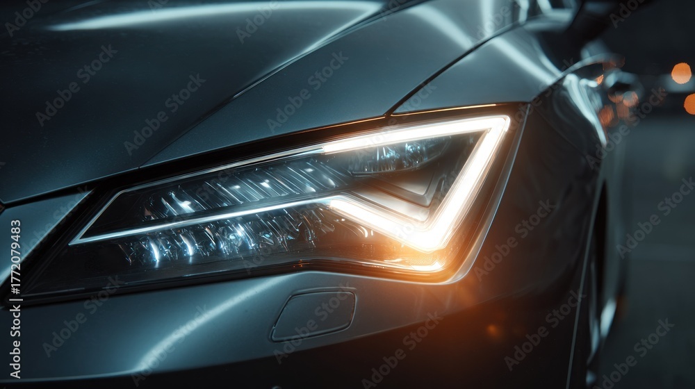 Fototapeta premium Modern car headlight closeup