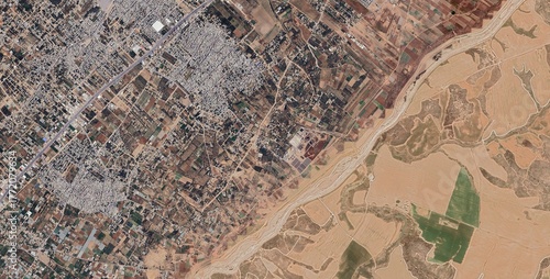 Middle East Urban and Agricultural Land Satellite View
