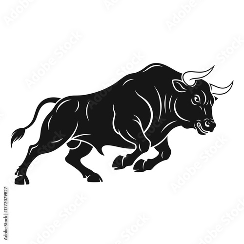 Dynamic Charging Bull Outline Drawing Vector Graphic