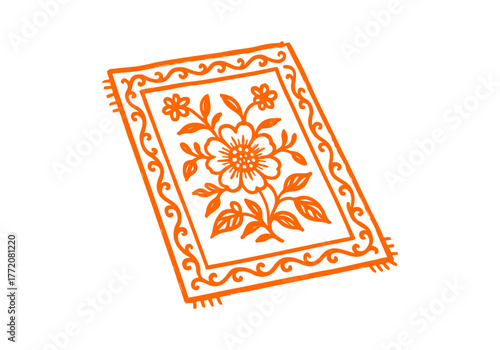 Rug carpet hand drawn simple sketch vector illustration