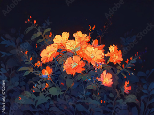 flowers in dark place
