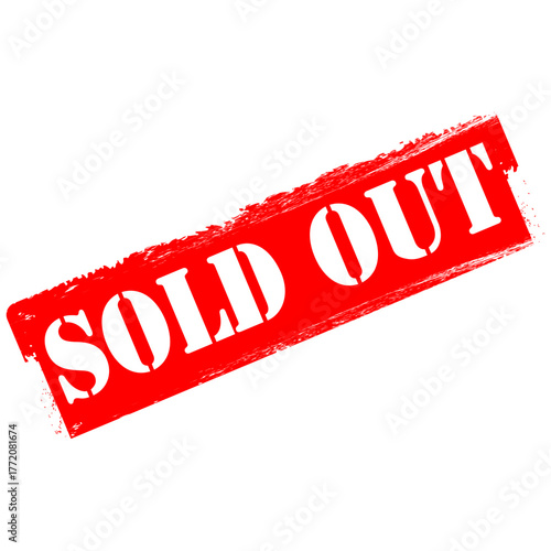 Sold Out, red rubber stamp vector
