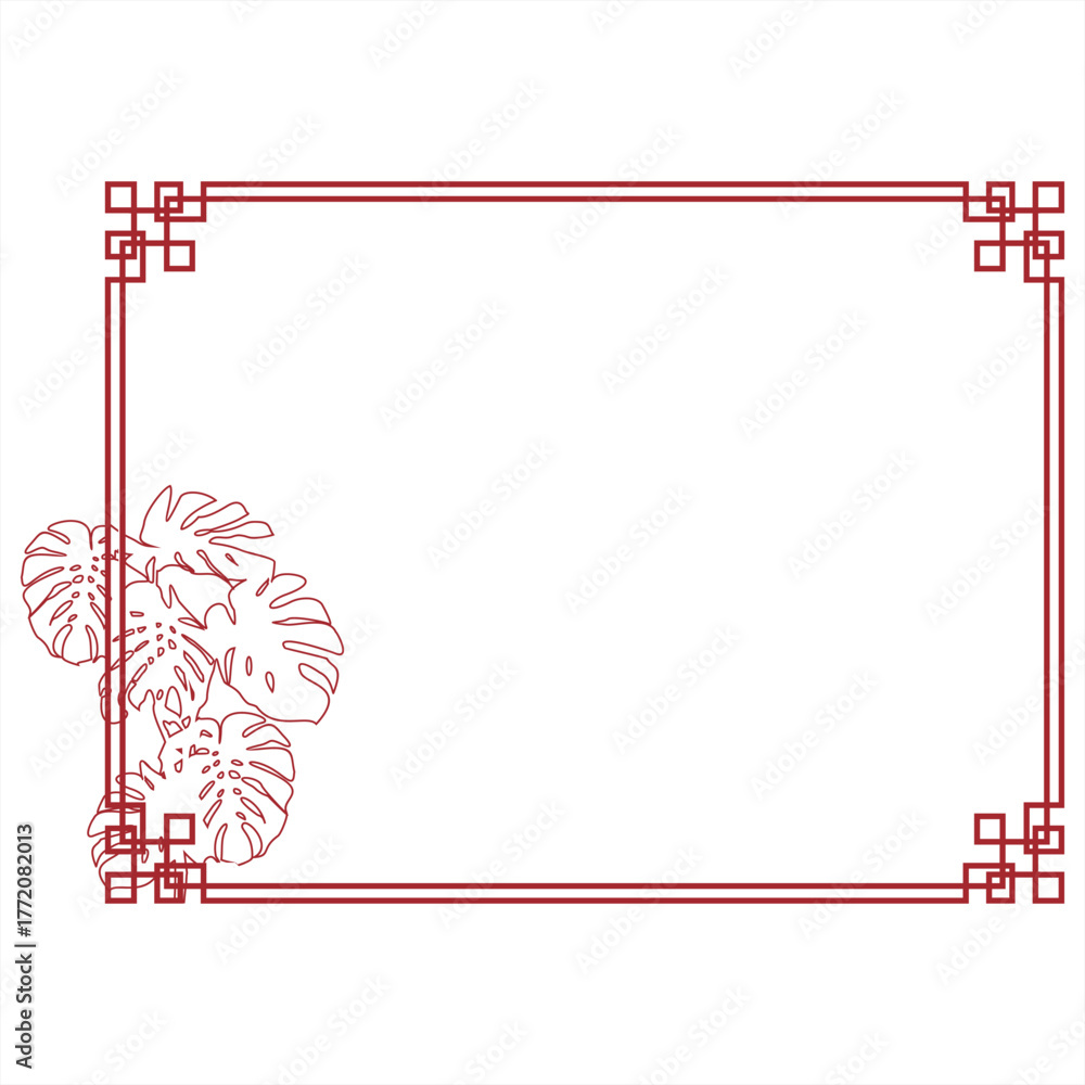 Obraz premium red chinese monstera decorati...