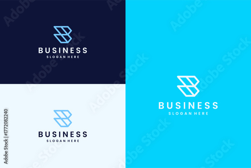 Luxury initial B and logo design with line art style