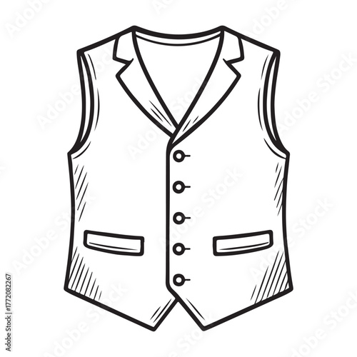 line art of vintage vest vector