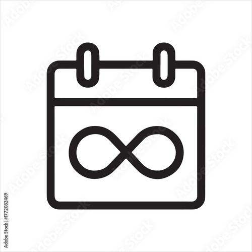 Calendar Icon with Infinity Symbol Represents Limitless Time and Unending Possibilities for Schedules and Deadlines