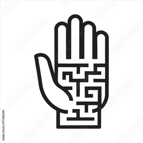 Hand Maze Vector Illustration Depicting Problem Solving Strategy and Guidance in Navigating Complex Situations with Solutions Available