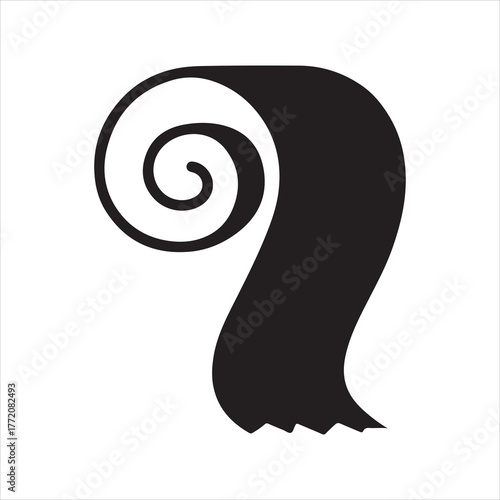 Minimalist Black and White Graphic of Toilet Paper Roll for Hygiene and Cleanliness Concepts in Graphic Design