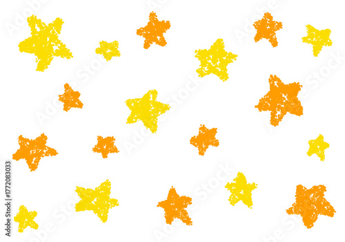 クレヨン素材　ランダムな星柄の背景