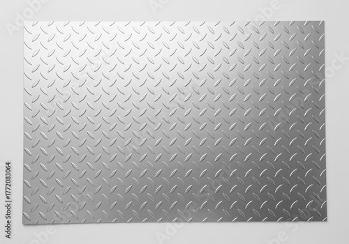 Clean silver aluminum diamond plate checker sheet metal texture background pattern