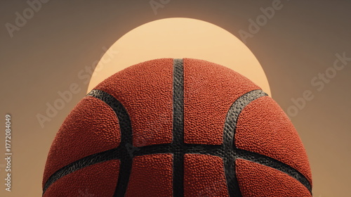 Basketball ball close up with light background
