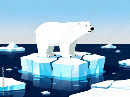 Polar Bear Standing on Ice Floe A Symbolic Representation of Climate Change and its Impact