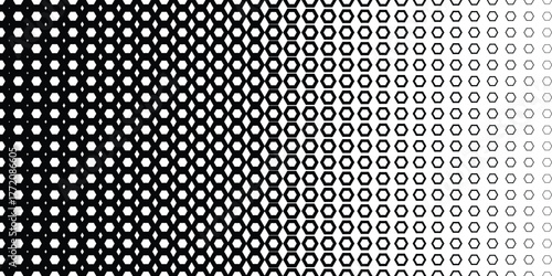 Abstract Horizontal Halftone Gradient Transition with Ring and Circle Shapes Background