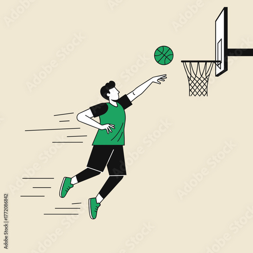 Dynamic Basketball Player Making a Jump Shot or Layup