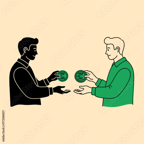 Cryptocurrency Exchange Between Two People for Digital Transaction