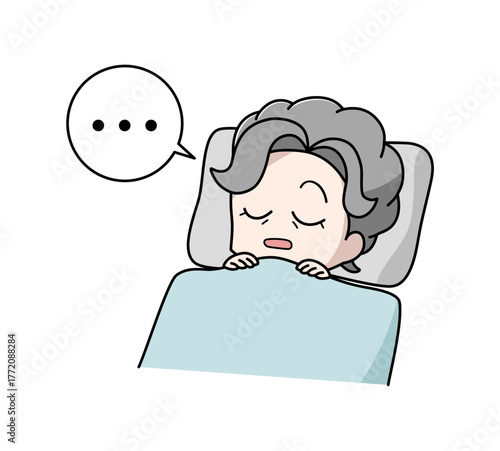 睡眠時無呼吸症候群の高齢女性のイラスト