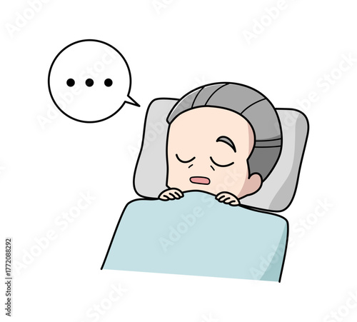 睡眠時無呼吸症候群の高齢男性のイラスト
