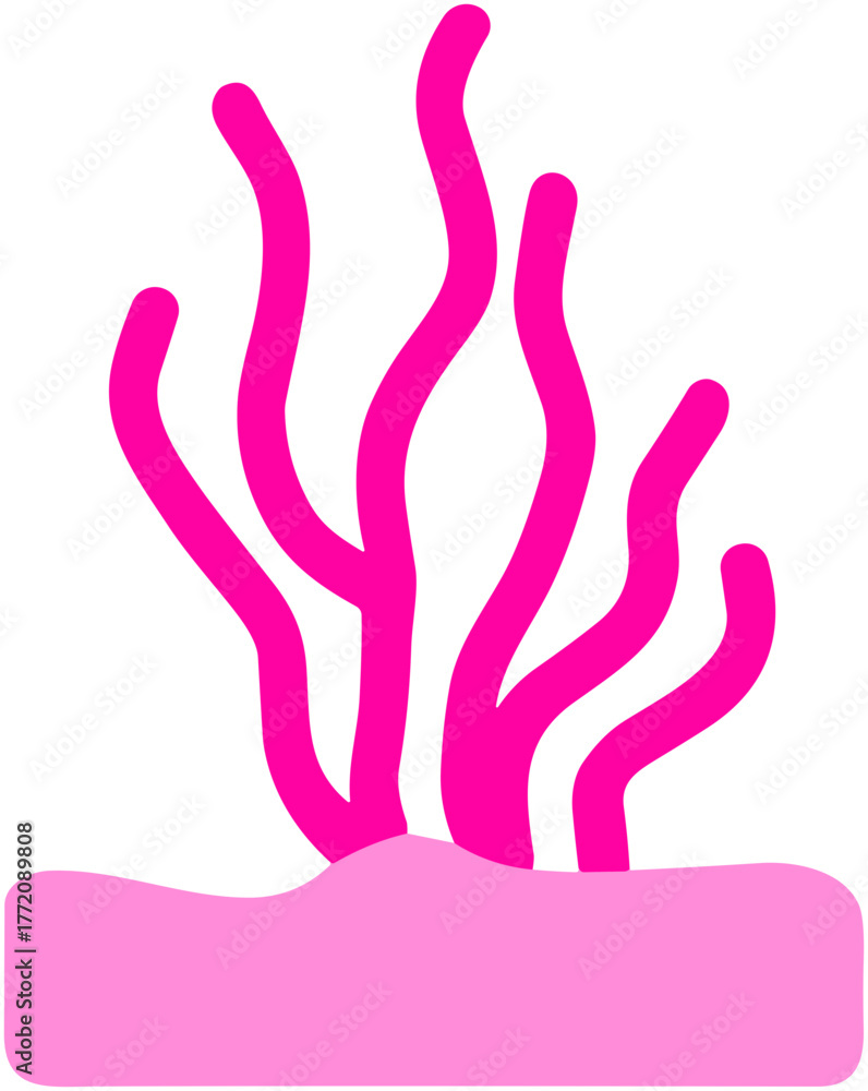Obraz premium Cute Seaweed Icon: Cartoon Ocean Plant Illustration