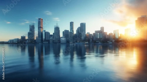 Wallpaper Mural Urban Riverside View modern city skyline sunlight Videos Torontodigital.ca