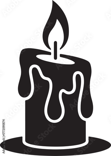 Melting candle silhouette with fiery flame symbolizing warmth light and ambiance isolated on transparent background