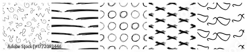 Set of seamless patterns with scribble smears