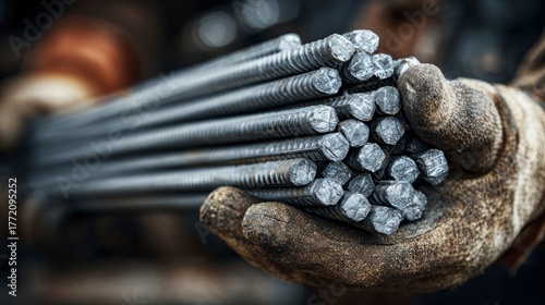 Metal rods held in hand