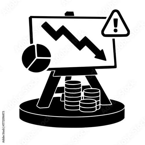 Business Decline and Financial Loss Concept, Falling Profit Graph and Market Downturn