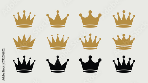 Diverse Golden Black Crown Icons royal