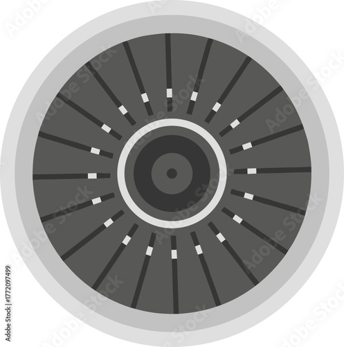Simple Flat Illustration Jet Engine Front View Machine Component