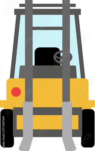 Flat Design Front View Forklift Heavy Equipment Machine Icon Illustration