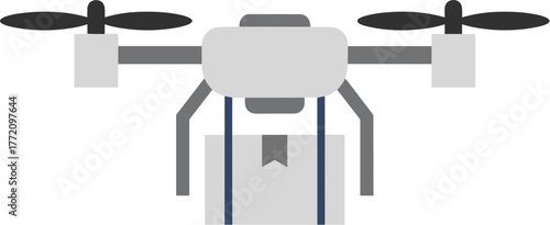 Flat Design Flying Drone Delivery Package Box Modern Technology Icon
