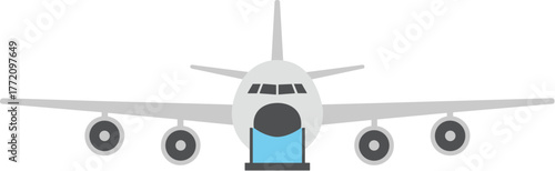 Flat Style Front Detailed Cargo Plane Airplane Aircraft Transportation Icon