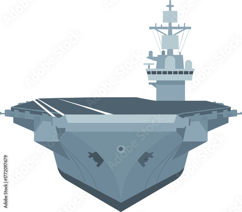 Simple Flat Isolated Aircraft Carrier Ship Illustration Marine Transportation