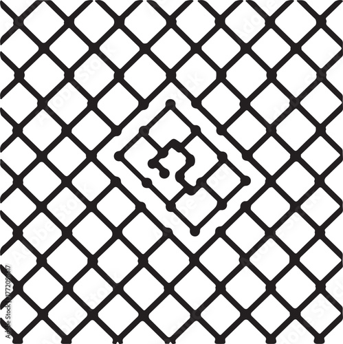 Abstract Geometric Grid Design: An intricate interplay of lines and shapes creating a captivating visual pattern, exploring themes of structure, confinement, and perspective. 