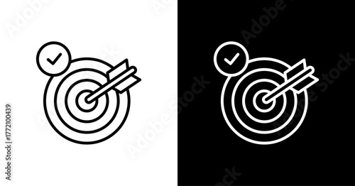 Target Achieved White Icon Set Design