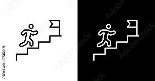 Ladder Success White Icon Set Design