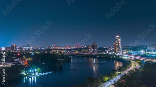 View of Downtown Boston from River and tall buildings