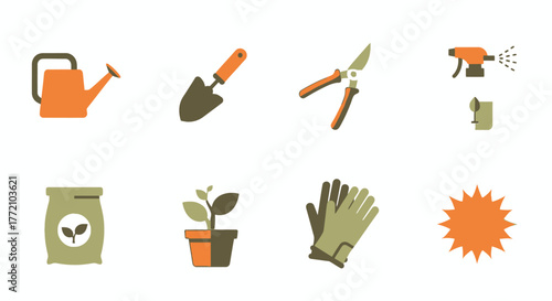 Vector Illustration of Gardening Tools for Gardeners and Agriculture
