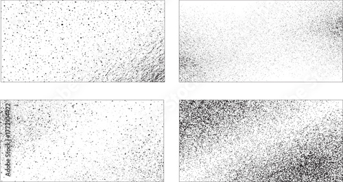 Dust Dots Grunge Texture Set. Black Dusty Scratchy Set of black dot grain stipple noise