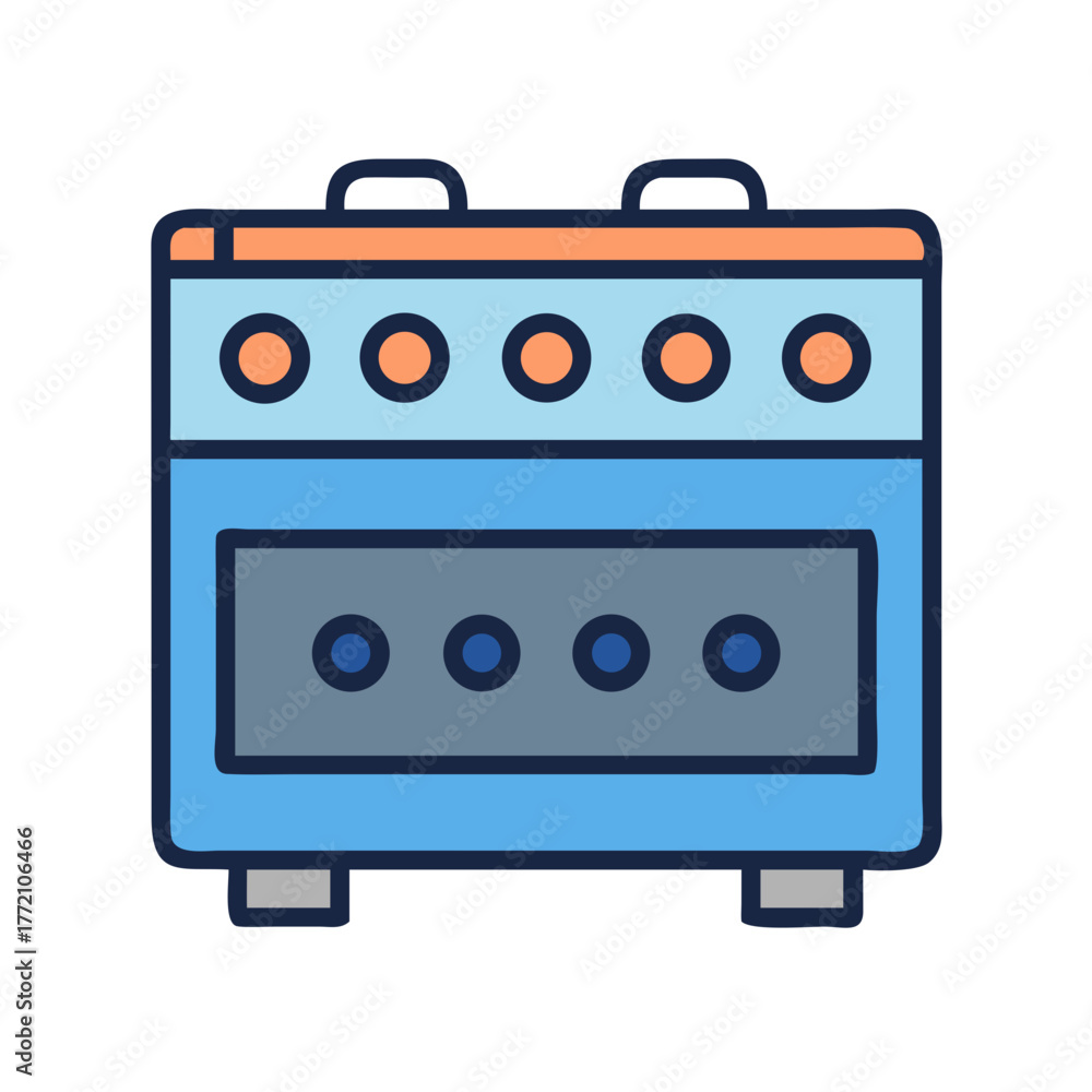 Fototapeta premium Illustration of an appliance with orange details and blue colors