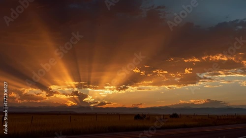 Sunset Sky Over Rural Landscape