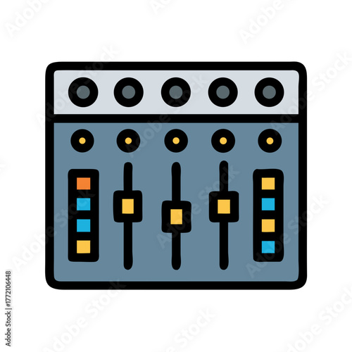 Sound Mixing Console Vector Illustration on Black Background