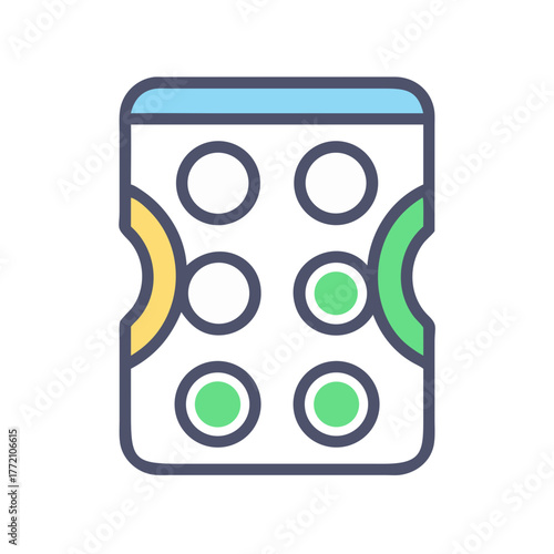 Colorful Braille tile flat icon for accessibility purposes
