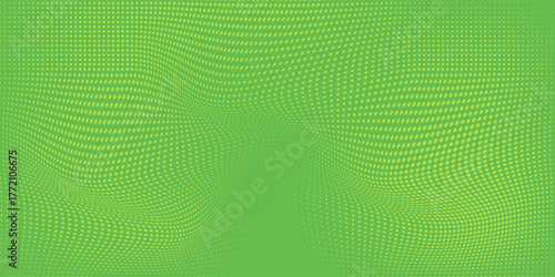 Green color dotted pattern on fresh green background. Dot pop art nature effect. Comic pop style.